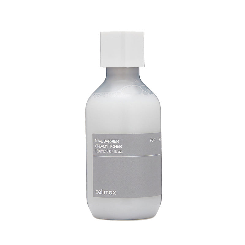 Celimax Dual Barrier Creamy Toner - sejas toniks ar ādas barjeru stiprinošiem ekstraktiem mitrināšanai un kairinājuma mazināšanai.
