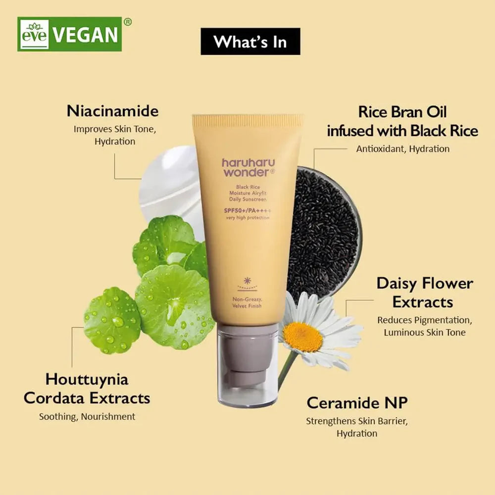 Haruharu Wonder Black Rice Moisture AiryFit Daily Sunscreen SPF50+/PA++++ | mitrinošs saules aizsargkrēms ar melno rīsu ekstraktu