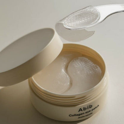 Abib Collagen Eye Patch - acu patči ar kolagēnu smalko līniju izlīdzināšanai, ādas mitrināšanai un acu zonas tvirtuma uzlabošanai.
