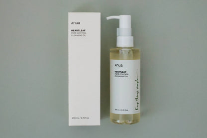 Anua Heartleaf Pore Control Cleansing Oil - sejas attīrošā eļļa ar sirdzāles ekstraktu, poru attīrīšanai, ādas taukainības balansēšanai un nomierināšanai.