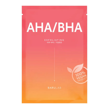 Barulab lokšņu sejas maska ar AHA un BHA skãbēm ādas attīrīšanai un tekstūras uzlabošanai.