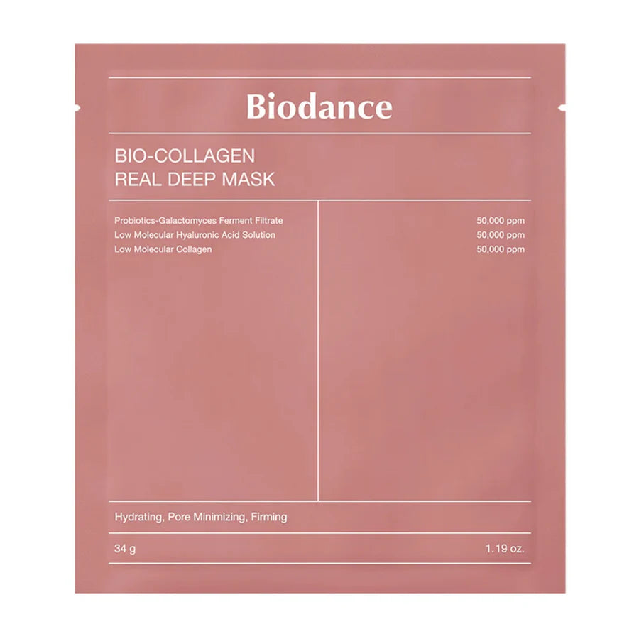 Biodance Bio Collagen Real Deep Mask - sejas maska ar kolagēnu ādas dziļai mitrināšanai, elastības un tvirtuma uzlabošanai.