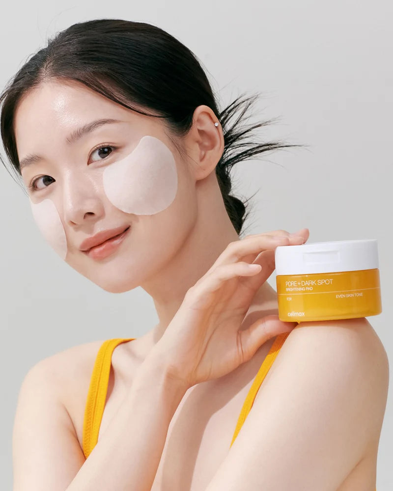 Celimax Dark Spot Brightening Pore Pads - izgaismojoši sejas spilventiņi poru attīrīšanai un ādas toņa uzlabošanai.