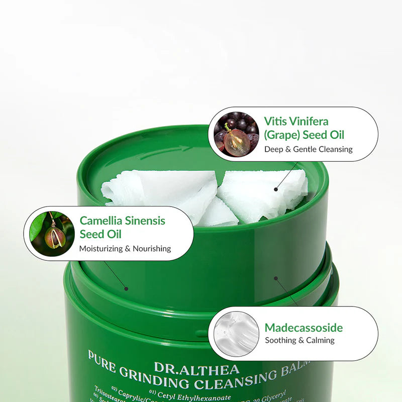 Dr. Althea Pure Grinding Cleansing Balm – attīrošs un mitrinošs balzams sejas ādas dziļai attīrīšanai un dekoratīvās kosmētikas noņemšanai.