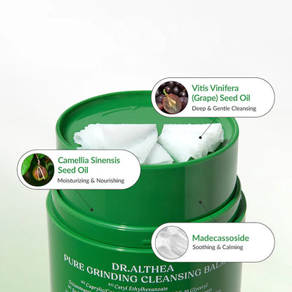 Dr. Althea Pure Grinding Cleansing Balm – attīrošs un mitrinošs balzams sejas ādas dziļai attīrīšanai un dekoratīvās kosmētikas noņemšanai.