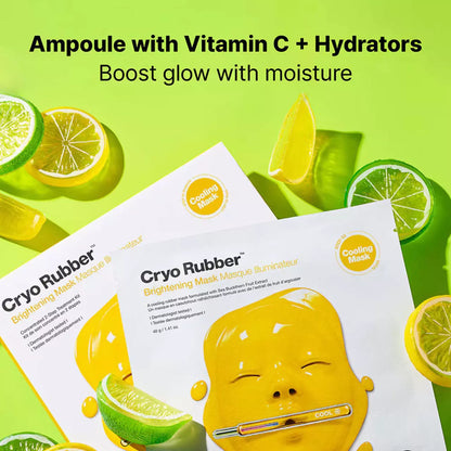 Dr.Jart+ Cryo Rubber with Brightening Vitamin C izgaismojoša sejas maska ar C vitamīnu. 
Izgaismo pigmentāciju, uzlabo ādas mitruma līmeni un mazina iekaisumu procesus, stiprina asinsvadu sieniņas un izlīdzina ādas toni.