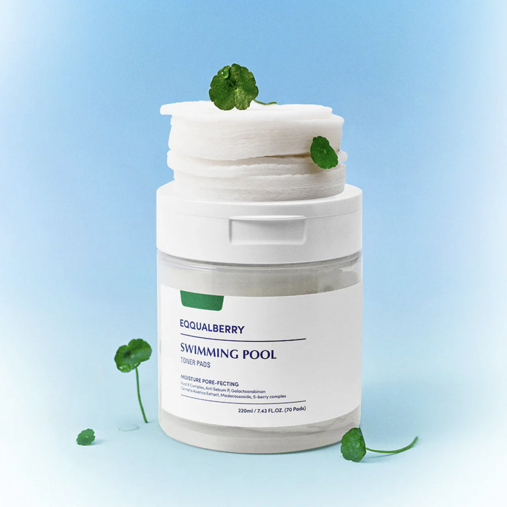 EQQUALBERRY Swimming Pool Toner Pads | mitrinošas un atsvaidzinošas plāksnītes sejai