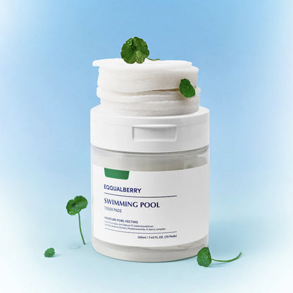 EQQUALBERRY Swimming Pool Toner Pads | mitrinošas un atsvaidzinošas plāksnītes sejai