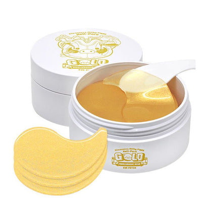 Elizavecca Gold Hyaluronic Acid Eye Patch - hidrogēla acu patči intensīvai mitrināšanai un atjaunošanai ar 24 karātu zelta daļiņām sastāvā. Nostiprina un izgaismo ādu zem acīm, novērš tumšos lokus un tūsku.