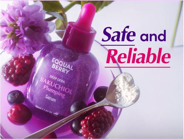 Eqqualberry Bakuchiol Plumping Serum - sejas serums ar bakučiolu ādas tvirtuma un elastības uzlabošanai, dziļai mitrināšanai un smalko līniju izlīdzināšanai.