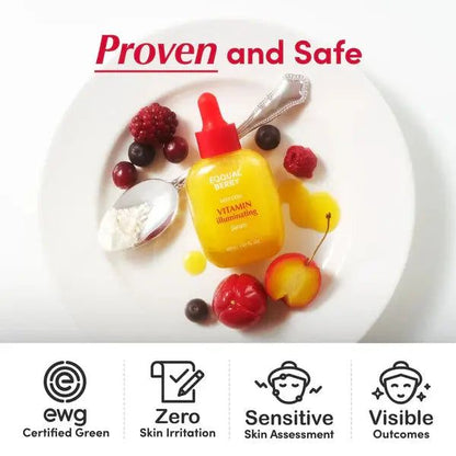 Eqqualberry Vitamin Illuminating Serum - izgaismojošs serums sejai pigmentācijas mazināšanai un ādas toņa izlīdzināšanai.