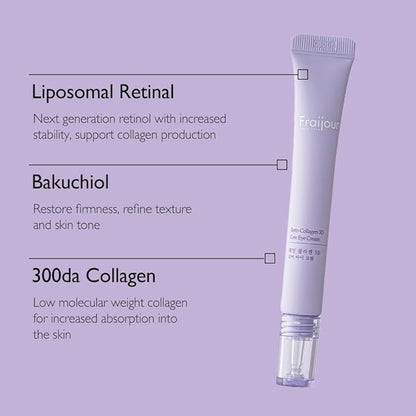Fraijour Retin Collagen 3D Core Eye Cream - acu krēms ar retinolu un kolagēnu ādas tvirtuma uzlabošanai, grumbiņu mazināšanai.
