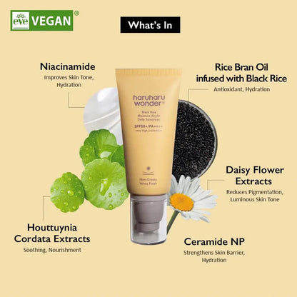 Haruharu Wonder Black Rice Moisture AiryFit Daily Sunscreen SPF50+/PA++++ | mitrinošs saules aizsargkrēms ar melno rīsu ekstraktu