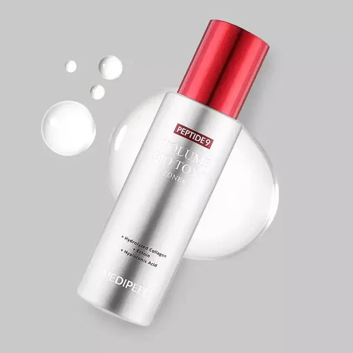 MEDI-PEEL Peptide 9 Volume Bio Tox Toner Pro atjaunojošs toneris ar peptīdiem un hialuronskābi ādas mitrināšanai un tvirtumam. Pretnovecošanās iedarbība.