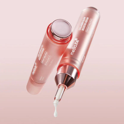 Medicube Collagen Glow Booster serums ar mitrinošu un mirdzumu piešķirošu efektu. Serums izlīdzina sejas ādas toni, mazina pigmentāciju, sašaurina poras, kā arī novērš grumbiņu rašanos, padarot ādu gludu un mīkstu.