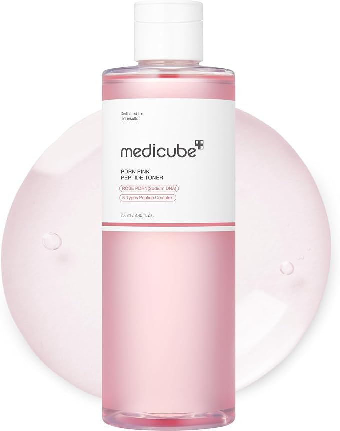 Medicube PDRN Pink Cica Soothing Toner – nomierinošs sejas toniks ar PDRN un cica jutīgai ādai.