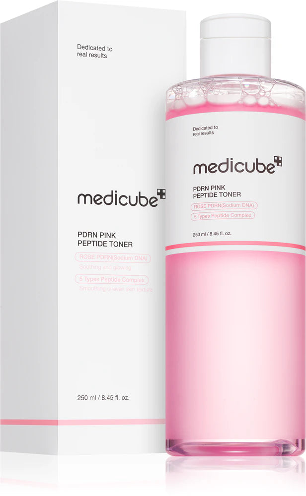 Medicube PDRN Pink Cica Soothing Toner – nomierinošs sejas toniks ar PDRN un cica jutīgai ādai.