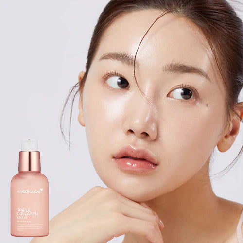 Medicube Triple Collagen serums sejas ādai ar trīs veidu kolagēnu. Nostiprina, nogludina, mitrina un padara tvirtāku sejas ādu. Sastāvā esošais niacinamīds mazina hiperpigmentāciju un novērš pārlieku intensīvu tauku dziedzeru darbību.