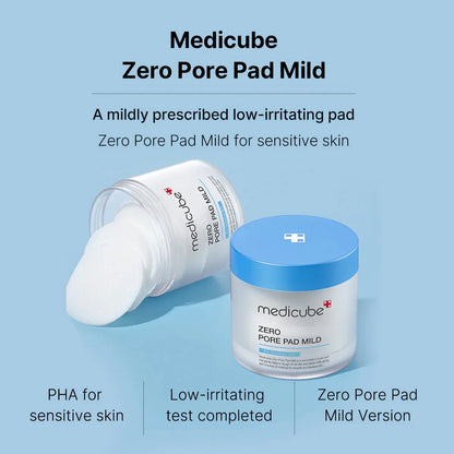 Medicube Zero Pore Pad Mild – maigi pīlinga spilventiņi nevienmērīga ādas toņa un poru mazināšanai.