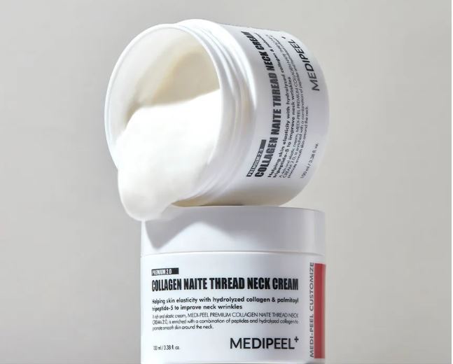 Medipeel Collagen Naite Thread Neck Cream - kolagēna krēms kakla ādai ar nostiprinošu un ādas elastību uzlabojošu efektu.