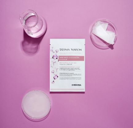 Medi-Peel Derma Maison Wrinkle Collagen sejas maska – kolagēna maska grumbu mazināšanai un ādas tvirtuma uzlabošanai.
