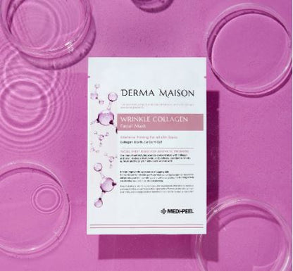 Medi-Peel Derma Maison Wrinkle Collagen sejas maska – kolagēna maska grumbu mazināšanai un ādas tvirtuma uzlabošanai.