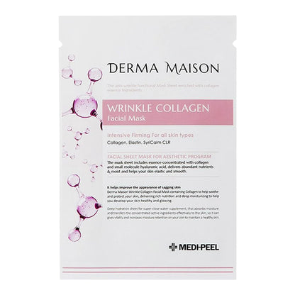 Medi-Peel Derma Maison Wrinkle Collagen sejas maska – kolagēna maska grumbu mazināšanai un ādas tvirtuma uzlabošanai.
