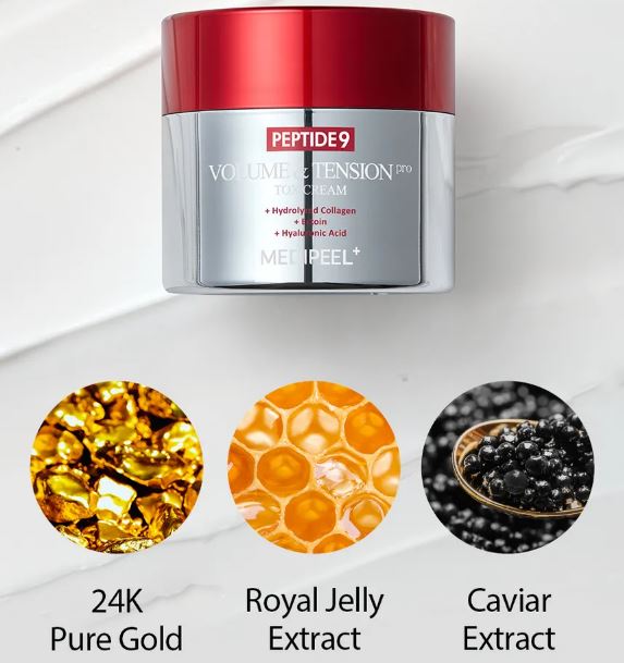 Medi-Peel Peptide9 Volume and Tension Tox Cream – sejas krēms ar peptīdiem ādas tvirtuma, elastības un liftinga efektam.