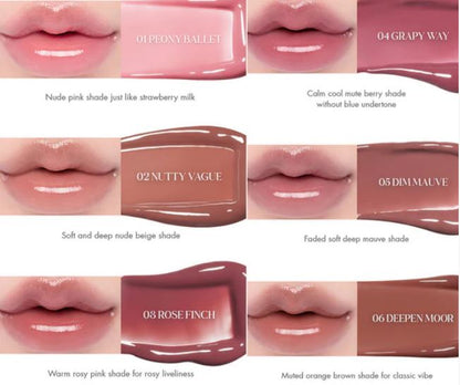 Romand Glasting Color Gloss - lūpu spīdums ar mitrinošu efektu un intensīva spīduma (glazētu) finišu. 