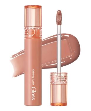 Romand Glasting Color Gloss - lūpu spīdums ar mitrinošu efektu un intensīva spīduma (glazētu) finišu. Maigi bēšs nude tonis.