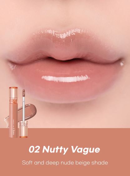 Romand Glasting Color Gloss - lūpu spīdums ar mitrinošu efektu un intensīva spīduma (glazētu) finišu. Maigi bēšs nude tonis.