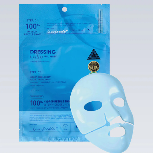 VT Cosmetics Hydrop Reedle Shot 100 hL 2-Step Hydrogel Mask – mitrinoša un atjaunojoša divu soļu hidrogēla sejas maska intensīvai ādas kopšanai.
