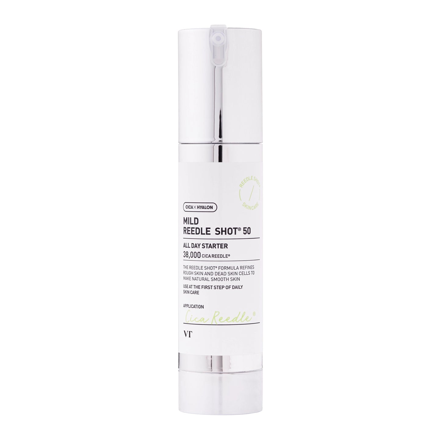 VT Cosmetics Reedle Shot 50 - sejas ādas serums ar mikroadatu tehnoloģiju, aktīvo vielu iesūkšanās uzlabošanai un ādas tekstūras izlīdzināšanai.