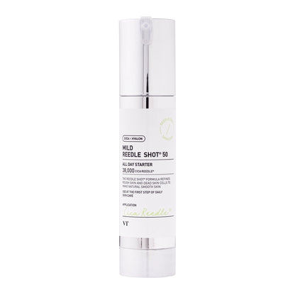 VT Cosmetics Reedle Shot 50 - sejas ādas serums ar mikroadatu tehnoloģiju, aktīvo vielu iesūkšanās uzlabošanai un ādas tekstūras izlīdzināšanai.