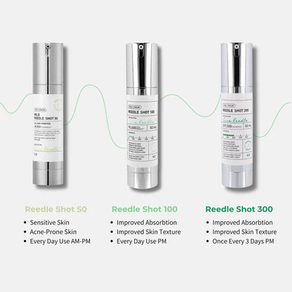 VT Cosmetics Reedle Shot 50 - sejas ādas serums ar mikroadatu tehnoloģiju, aktīvo vielu iesūkšanās uzlabošanai un ādas tekstūras izlīdzināšanai.